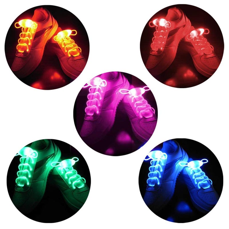 2win2buy 5 Pairs LED Light Up Shoelaces Casual Sneaker Waterproof Plastic Shoe Strings Halloween Christmas Party Disco Dancing Hip Pop Running Decorations Glow up Necessaries - Image 1